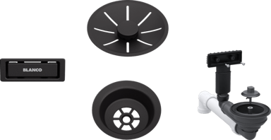 BLANCO Pribor MAT CRNA InFino set 1x3,5" (čašica, InFino ukrasna rozeta, C-overflow preljev komplet), bez dalj.upr.